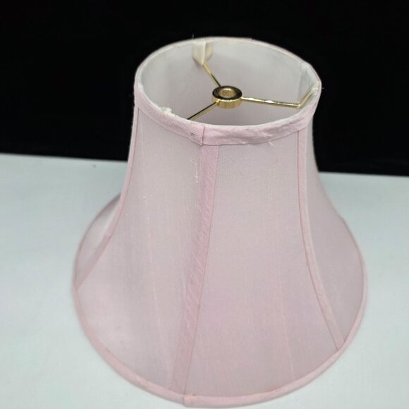 Vintage Pink Fabric Lamp Shade Bell Style With Brass Fitting - Picture 2 of 9